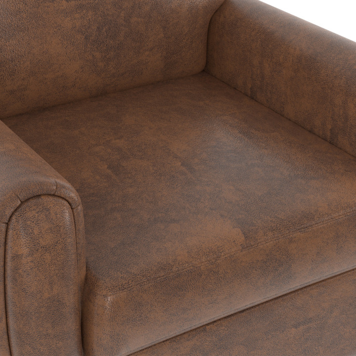 Fauteuil club vintage marron foncé effet vieilli pas cher - GASTON | ID Market