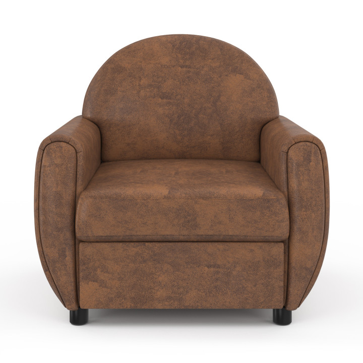Fauteuil club vintage marron foncé effet vieilli pas cher - GASTON | ID Market