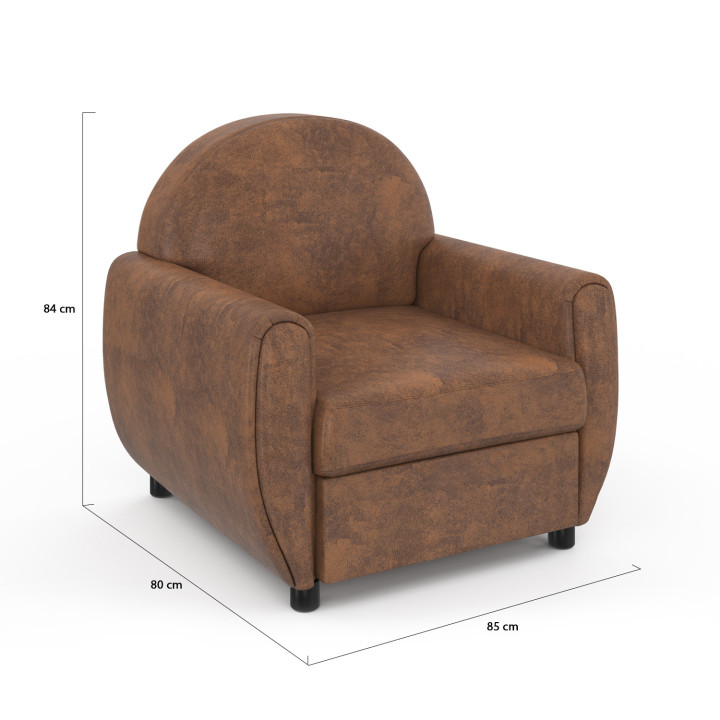 Fauteuil club vintage marron foncé effet vieilli pas cher - GASTON | ID Market