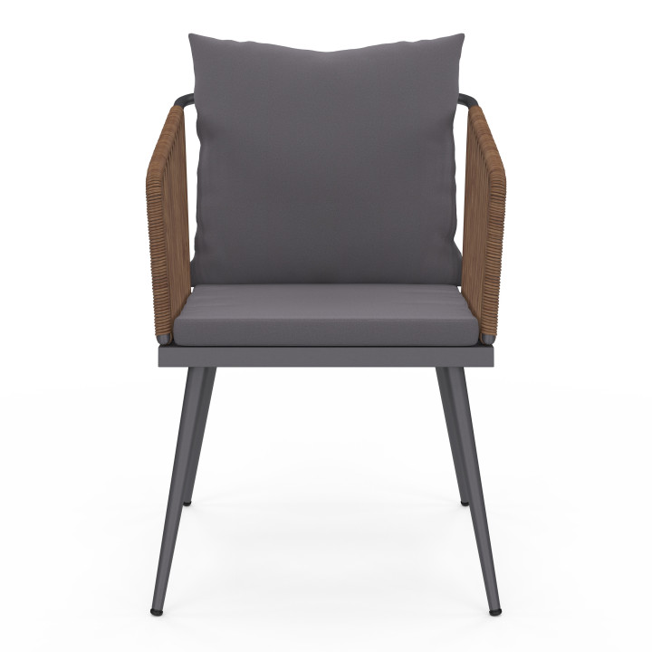 Lot de 2 fauteuils de jardin métallique gris avec cordage rotin foncé - ARIZONA | ID Market