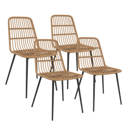 16943 - 4 chaises de jardin métal et rotin Lot de 4 chaises de jardin métal et rotin - SUMMER | ID Market