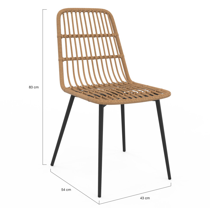 Set van 4 metalen en rotan tuinstoelen - SUMMER | ID Market