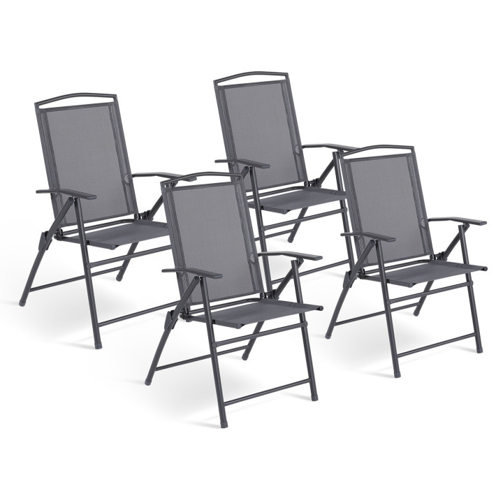 Opvouwbare tuinstoelen met verstelbare rugleuning en antracietgrijze armleuningen - ALGHERO | ID Market