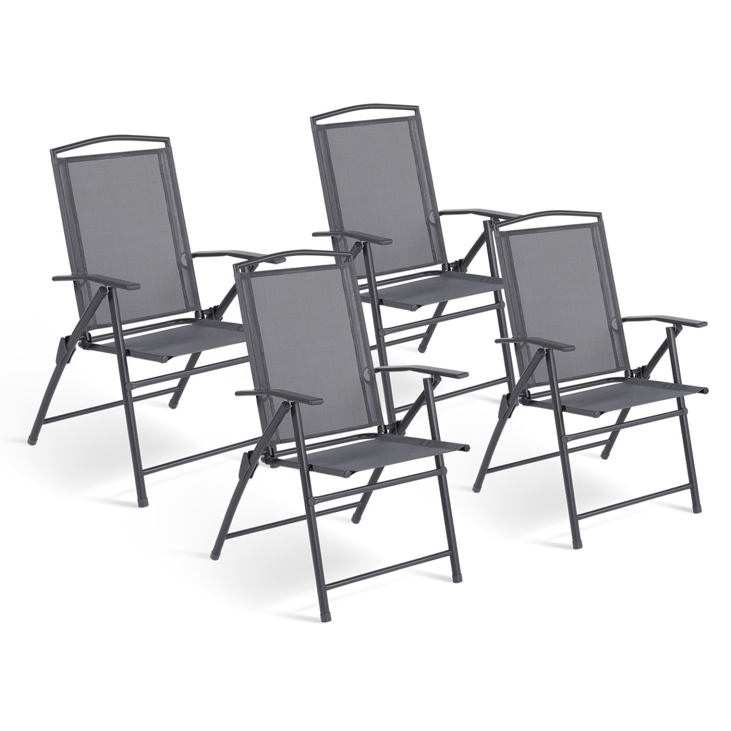 Opvouwbare tuinstoelen met verstelbare rugleuning en antracietgrijze ...