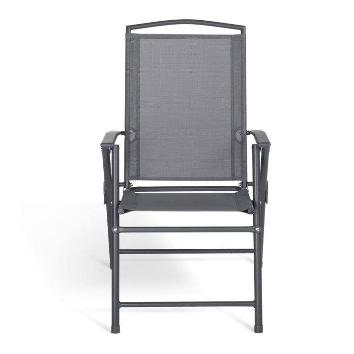 Sillas de jardín plegables con respaldo reclinable y reposabrazos gris antracita - ALGHERO | ID Market