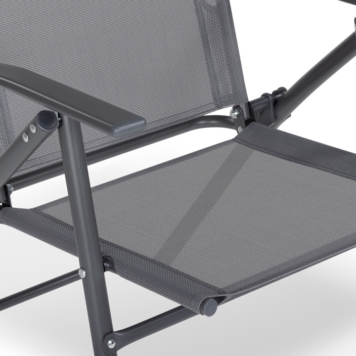 Sillas de jardín plegables con respaldo reclinable y reposabrazos gris antracita - ALGHERO | ID Market