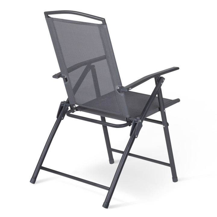 Sillas de jardín plegables con respaldo reclinable y reposabrazos gris antracita - ALGHERO | ID Market