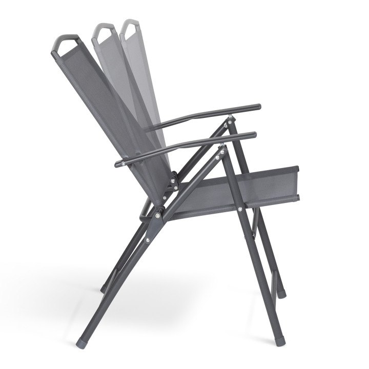 Opvouwbare tuinstoelen met verstelbare rugleuning en antracietgrijze armleuningen - ALGHERO | ID Market