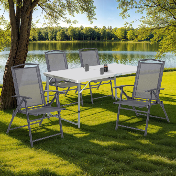 Gartenklappstühle mit neigbarer Rückenlehne und Armlehnen anthrazitgrau - ALGHERO | ID Market