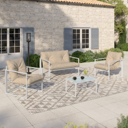 16836 - Set di mobili da giardino 6 posti grigio antracite 150cm tavolo e sedie in corda Set di mobili da giardino grigio antracite 6 posti a sedere 150cm tavolo e sedie in corda - ODESSA | ID Market