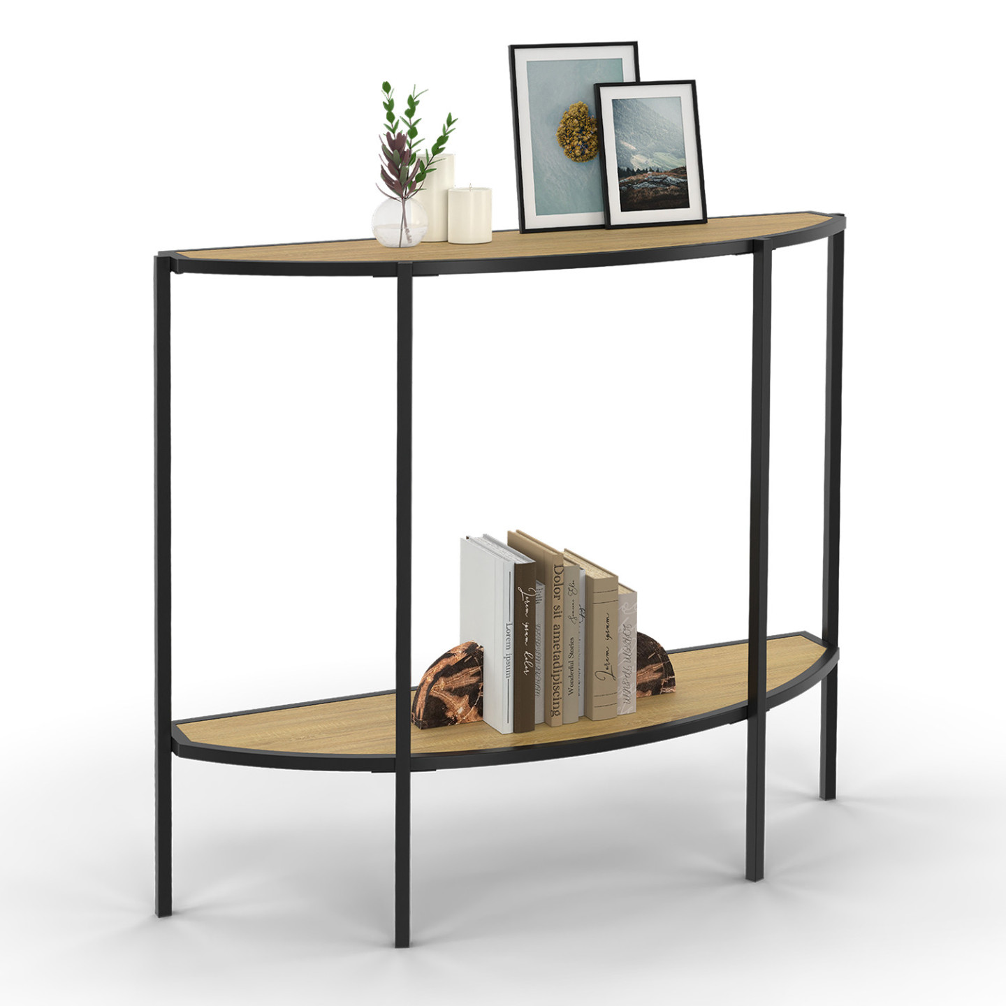 Console demi-lune avec 1 étagère style industriel - DETROIT | IdMarket ...