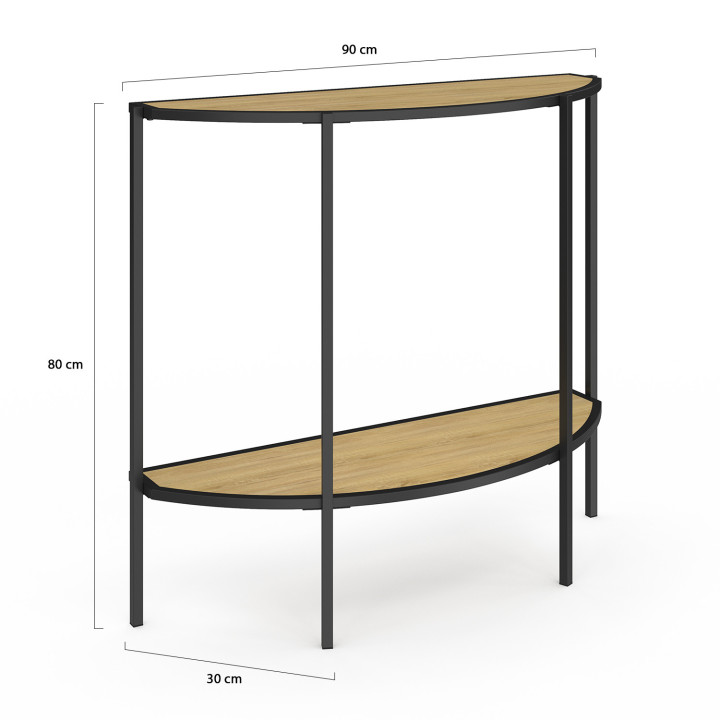Console a mezzaluna con 1 ripiano in stile industriale - DETROIT | ID Market