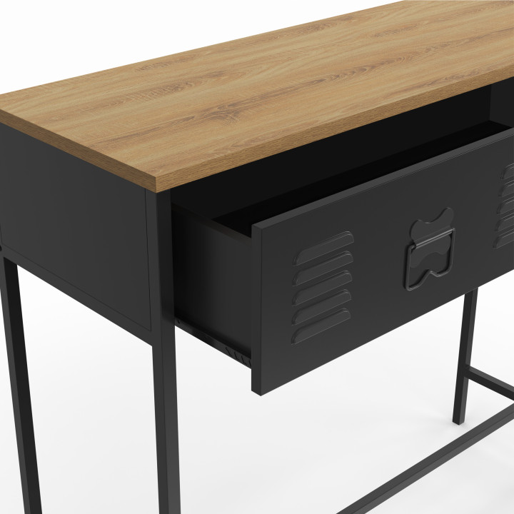 Industriële console 1 lade hout en metaal - ESTER | ID Market
