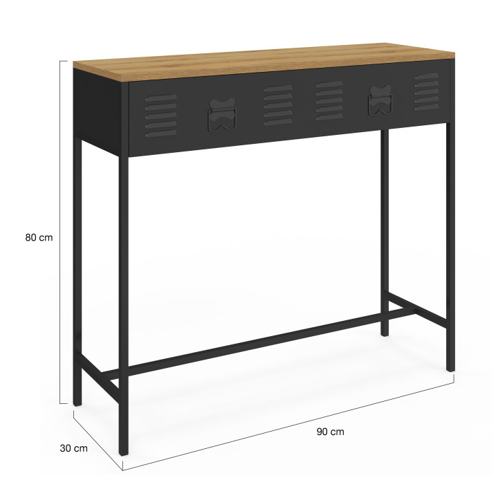 Industriekonsole mit 1 Schublade aus Holz und Metall - ESTER | ID Market