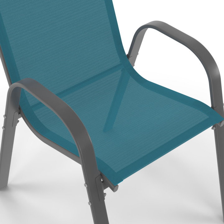 Eend blauwe metalen en textilene tuinstoelen - LYMA |ID Market