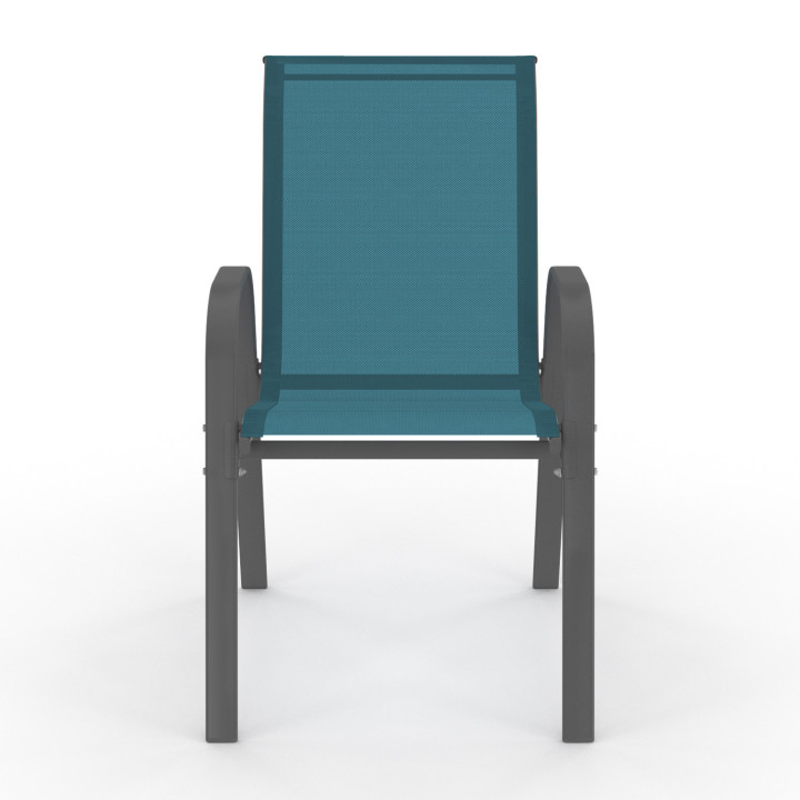 Chaises de jardin métal et textilène empilables bleu canard - LYMA |ID Market