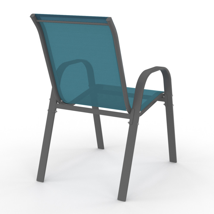 Chaises de jardin métal et textilène empilables bleu canard - LYMA |ID Market