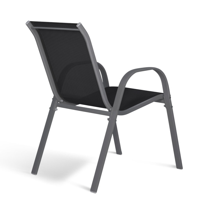 Chaises de jardin métal et textilène empilables gris noir et terracotta - LYMA |ID Market