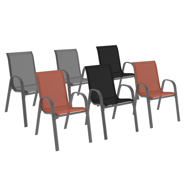 Stapeltuinstoelen van metaal en textilene in zwartgrijs en terracotta - LYMA |ID Market