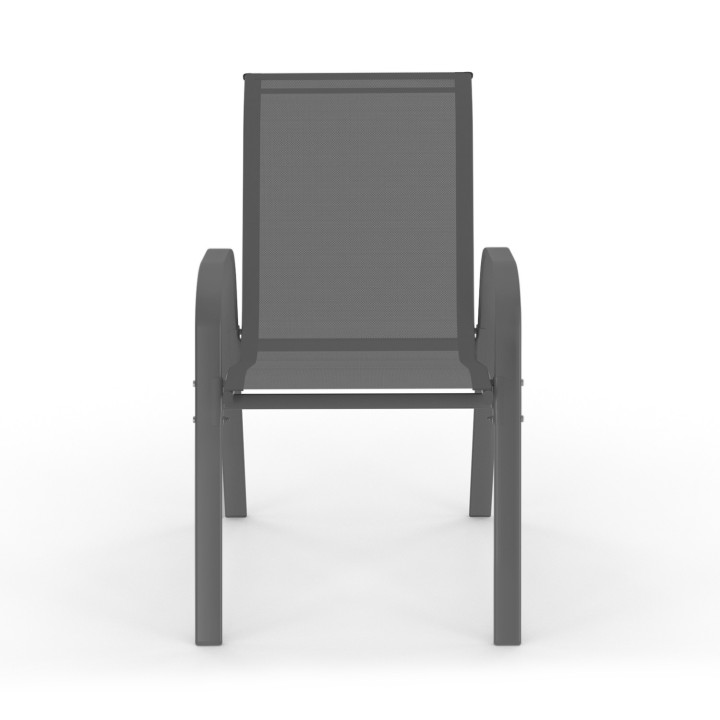 Chaises de jardin métal et textilène empilables gris noir et terracotta - LYMA |ID Market