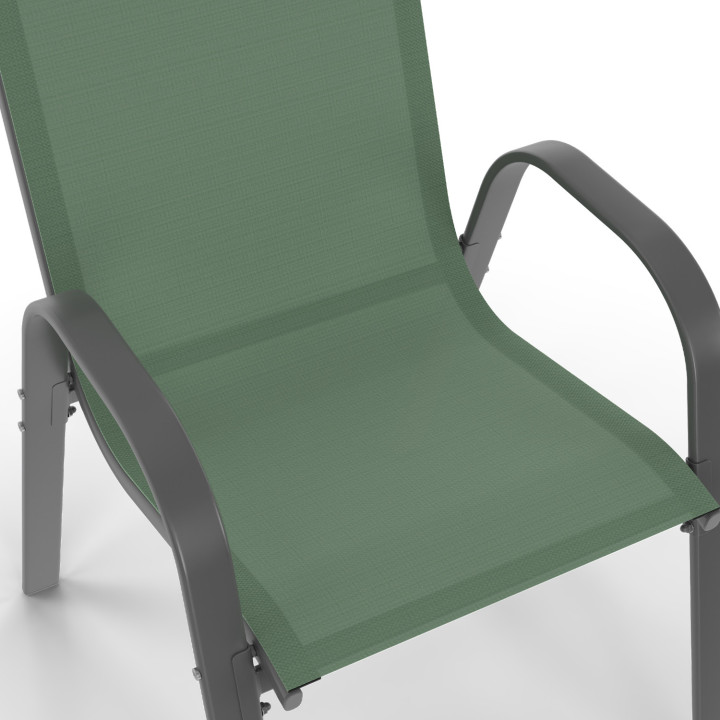 Metalen en textilene tuinstoelen olijfgroen - LYMA | ID Market