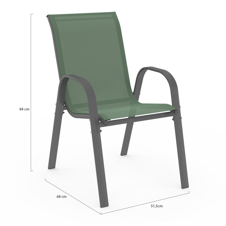 Metalen en textilene tuinstoelen olijfgroen - LYMA | ID Market