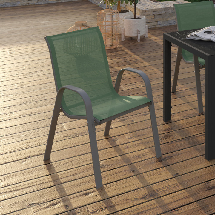 Metalen en textilene tuinstoelen olijfgroen - LYMA | ID Market