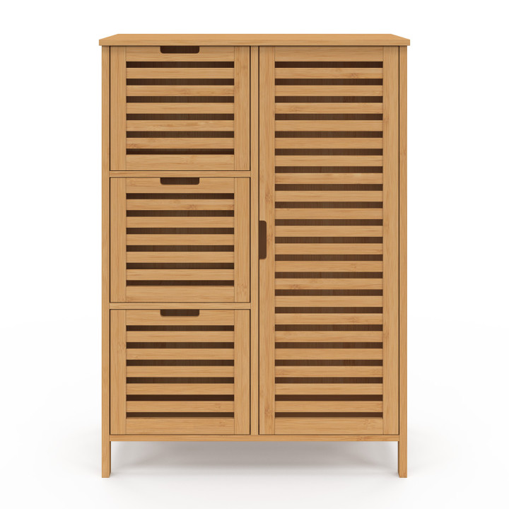 Mueble de baño de bambú con 3 cajones y armario - BEA | ID Market