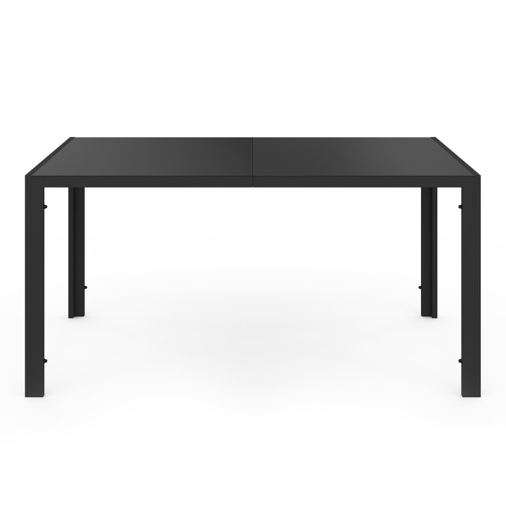 Stalen en zwarte tuinmeubelset met 150 cm tafel en 6 stapelstoelen - MADRID | ID Market