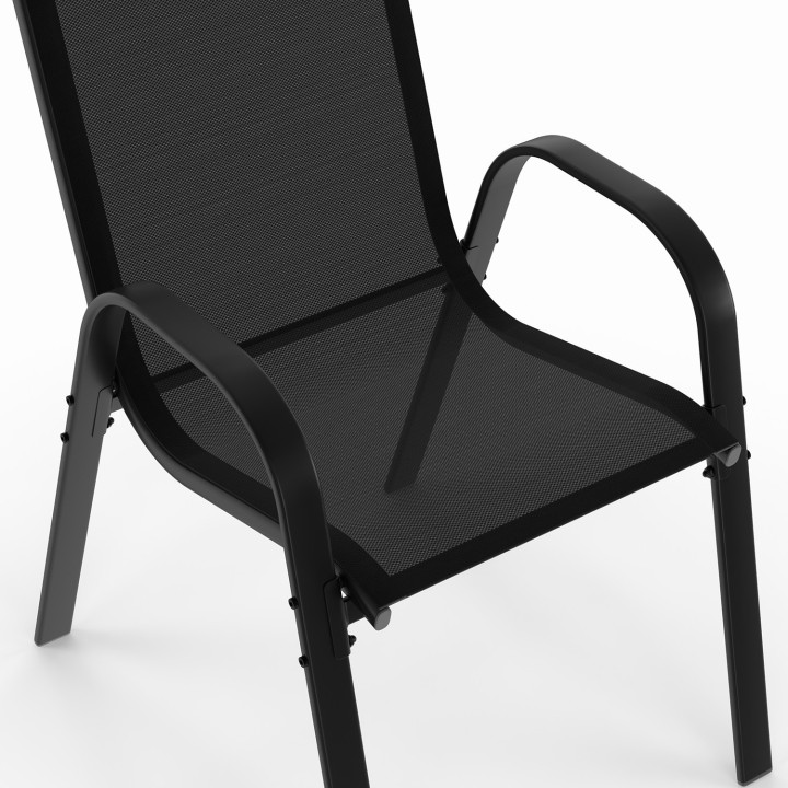 Conjunto de muebles de jardín de acero y negro con mesa de 150 cm y 6 sillas apilables - MADRID | ID Market