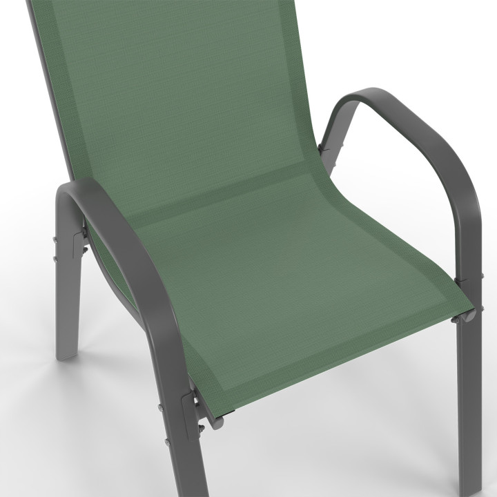 Tuinmeubelset met tafel 190 cm en 8 stapelstoelen olijfgroen - MADRID | ID Market