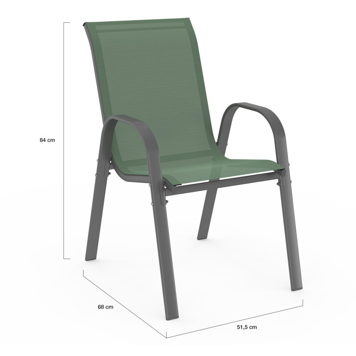 Tuinmeubelset met tafel 190 cm en 8 stapelstoelen olijfgroen - MADRID | ID Market