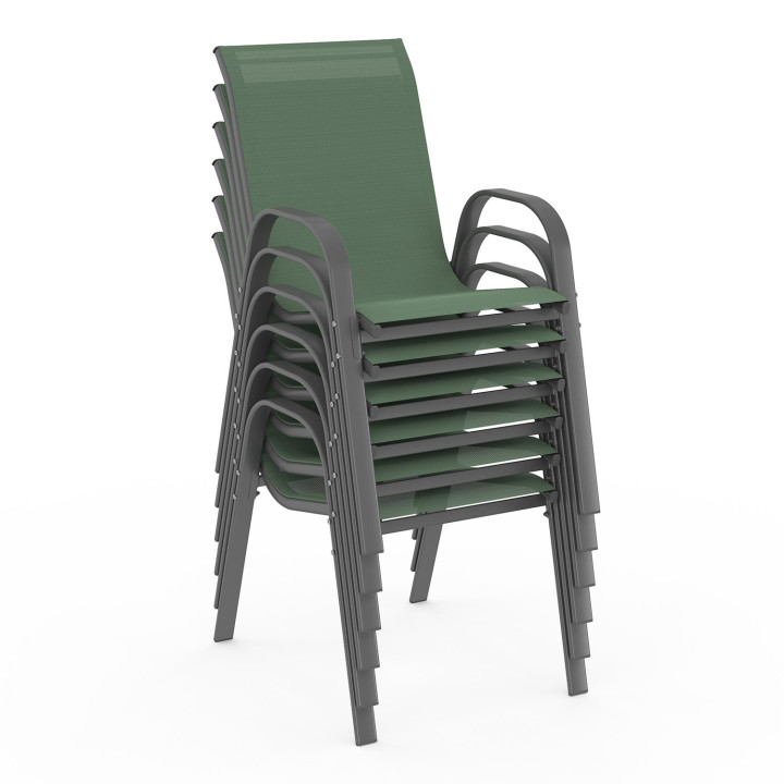 Tuinmeubelset met tafel 190 cm en 8 stapelstoelen olijfgroen - MADRID | ID Market