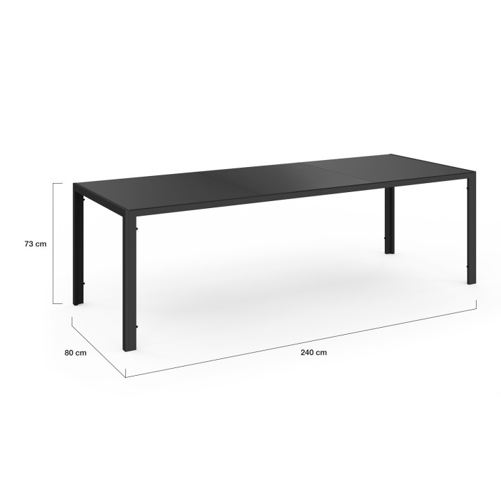Conjunto de mesa y sillas de jardín negras de 240cm y 10 sillas apilables - MADRID | ID Market