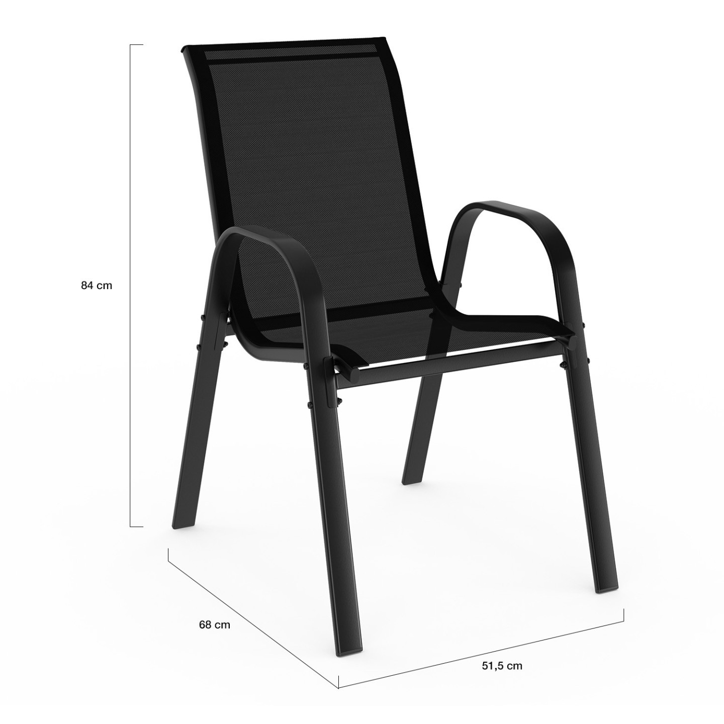 Ensemble Table Et Chaises Jardin IDIMEX Narciso Noir - 1 Table + 6 Chaises Empilables - Résistant Aux UV, Design Moderne