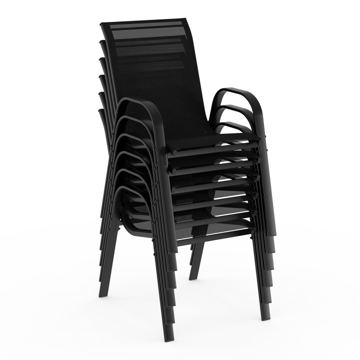 Ensemble table et chaises de jardin noir 240cm et 10 chaises empilables - MADRID | ID Market