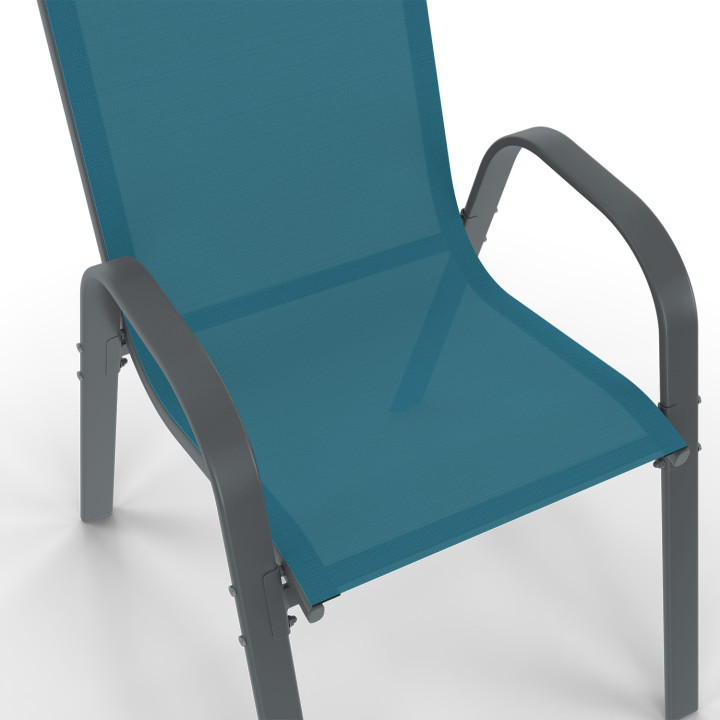 Ensemble table et chaises de jardin bleu canard 240cm et 10 chaises empilables - MADRID | ID Market