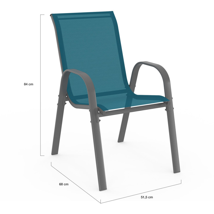 Ensemble table et chaises de jardin bleu canard 240cm et 10 chaises empilables - MADRID | ID Market