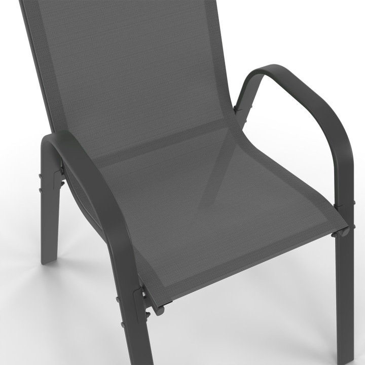 Ensemble table et chaises de jardin gris anthracite 240cm et 10 chaises empilables - MADRID | ID Market