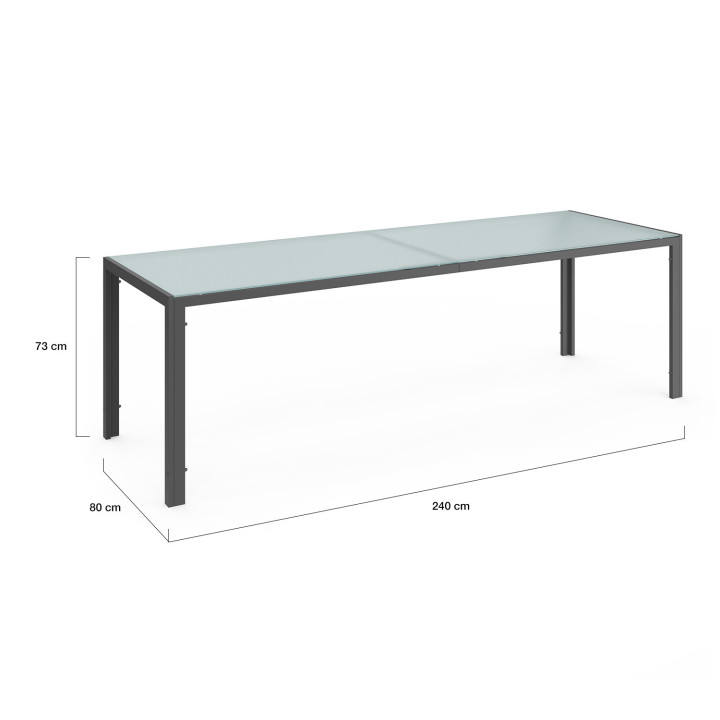 Ensemble table et chaises de jardin gris anthracite 240cm et 10 chaises empilables - MADRID | ID Market
