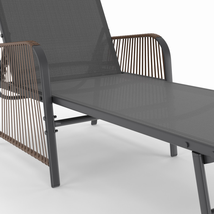 2 sillas de jardín reclinables gris antracita con reposabrazos - RIO | ID Market