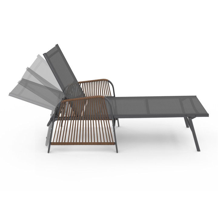 2 sillas de jardín reclinables gris antracita con reposabrazos - RIO | ID Market