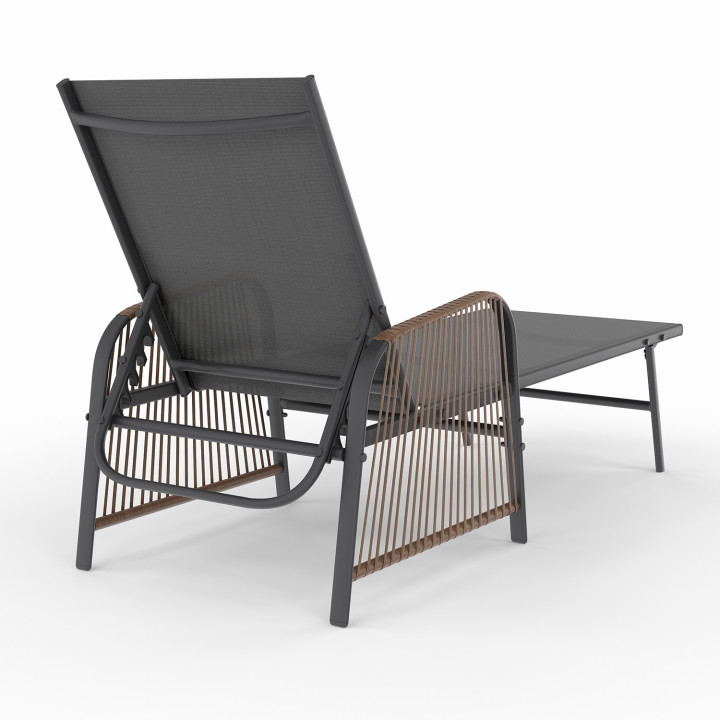 2 sillas de jardín reclinables gris antracita con reposabrazos - RIO | ID Market
