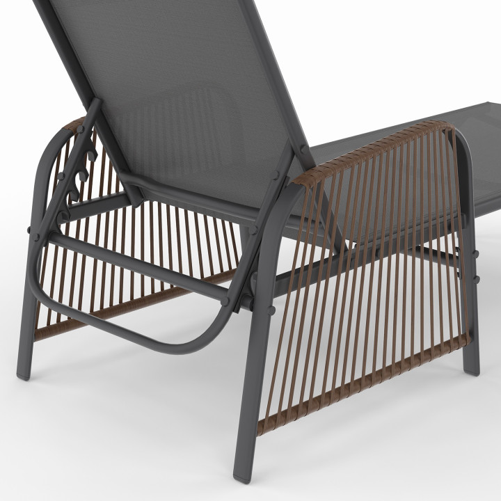 2 sillas de jardín reclinables gris antracita con reposabrazos - RIO | ID Market