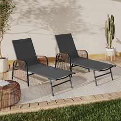 2 antracietgrijze verstelbare tuinstoelen met armleuningen - RIO | ID Market
