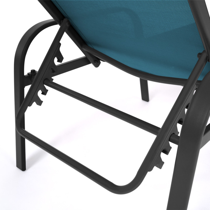 Set van 2 ligstoelen in antracietgrijs staal en eendenblauwe stof - FIDJI | ID Makret