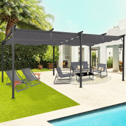 16751 - Pergola retrattile grigio antracite con 6 gambe in acciaio 3x6 M Pergola retrattile a 6 gambe 3x6 M colore grigio antracite economica | ID Market