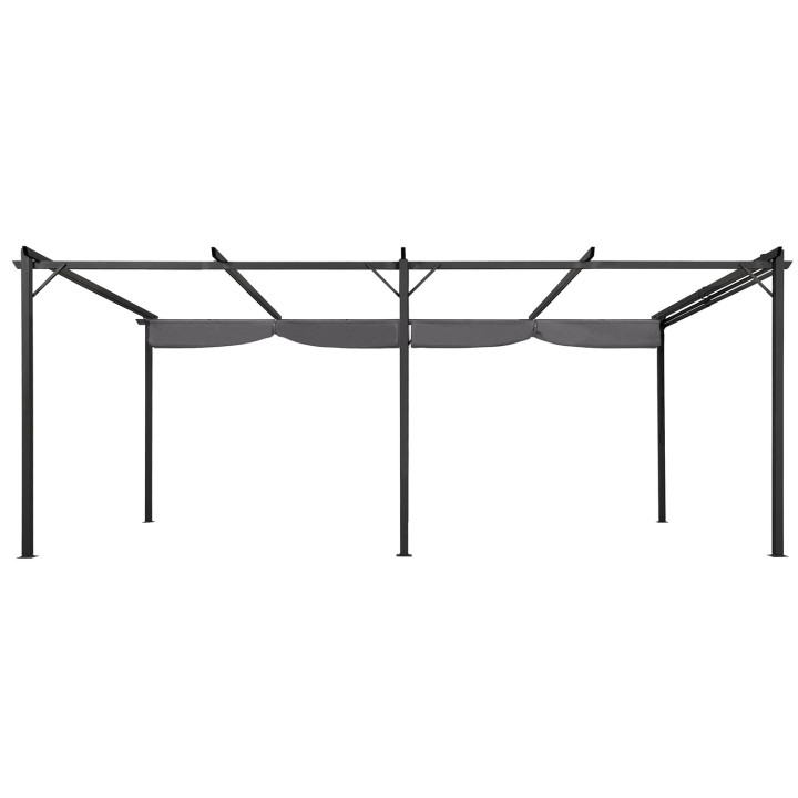 Intrekbare pergola met 6 poten 3x6 M kleur antracietgrijs goedkoop | ID Market