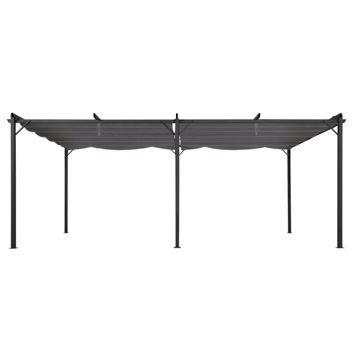 Intrekbare pergola met 6 poten 3x6 M kleur antracietgrijs goedkoop | ID Market