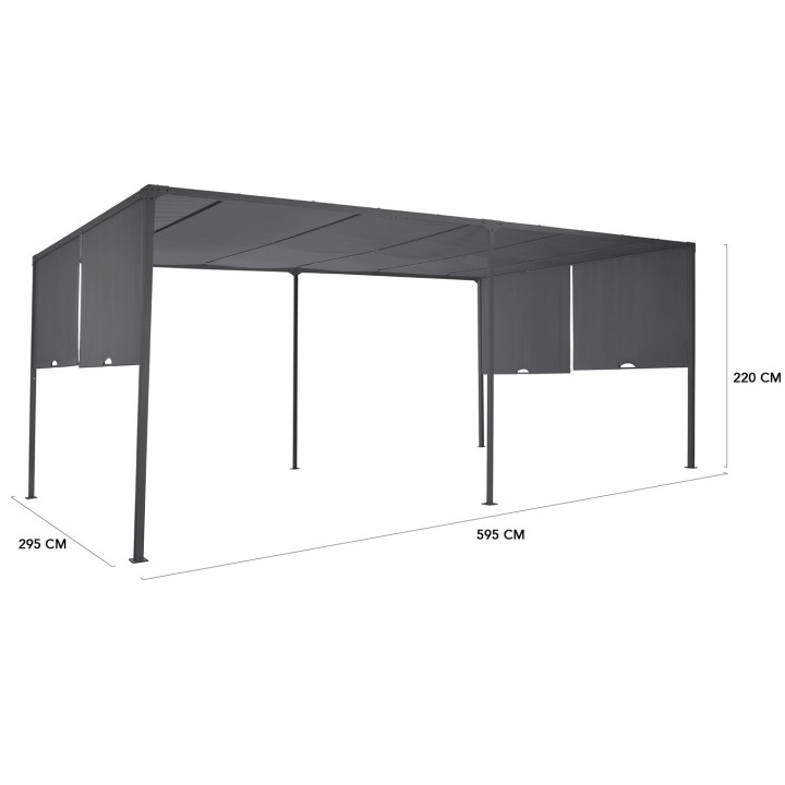 Schuifpergola 3x6m in antracietgrijze stof | ID Market